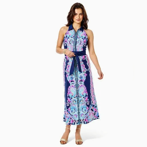 Lilly Pulitzer Dresses & Skirts - NWT Lilly Pulitzer Novah Stretch Midi Dress High Tide Navy Size 6